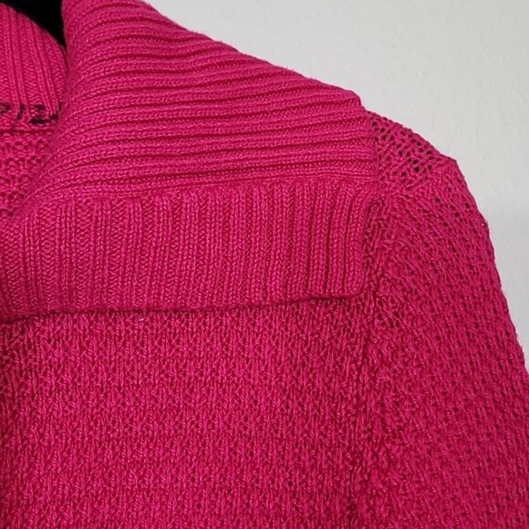 Talbots Chunky Knit Button Up Cardigan Size M Pink Johnny Collar Wool Blend - Picture 2 of 12